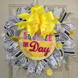 Squeeze the Day Lemon Wreath with Yellow Bow